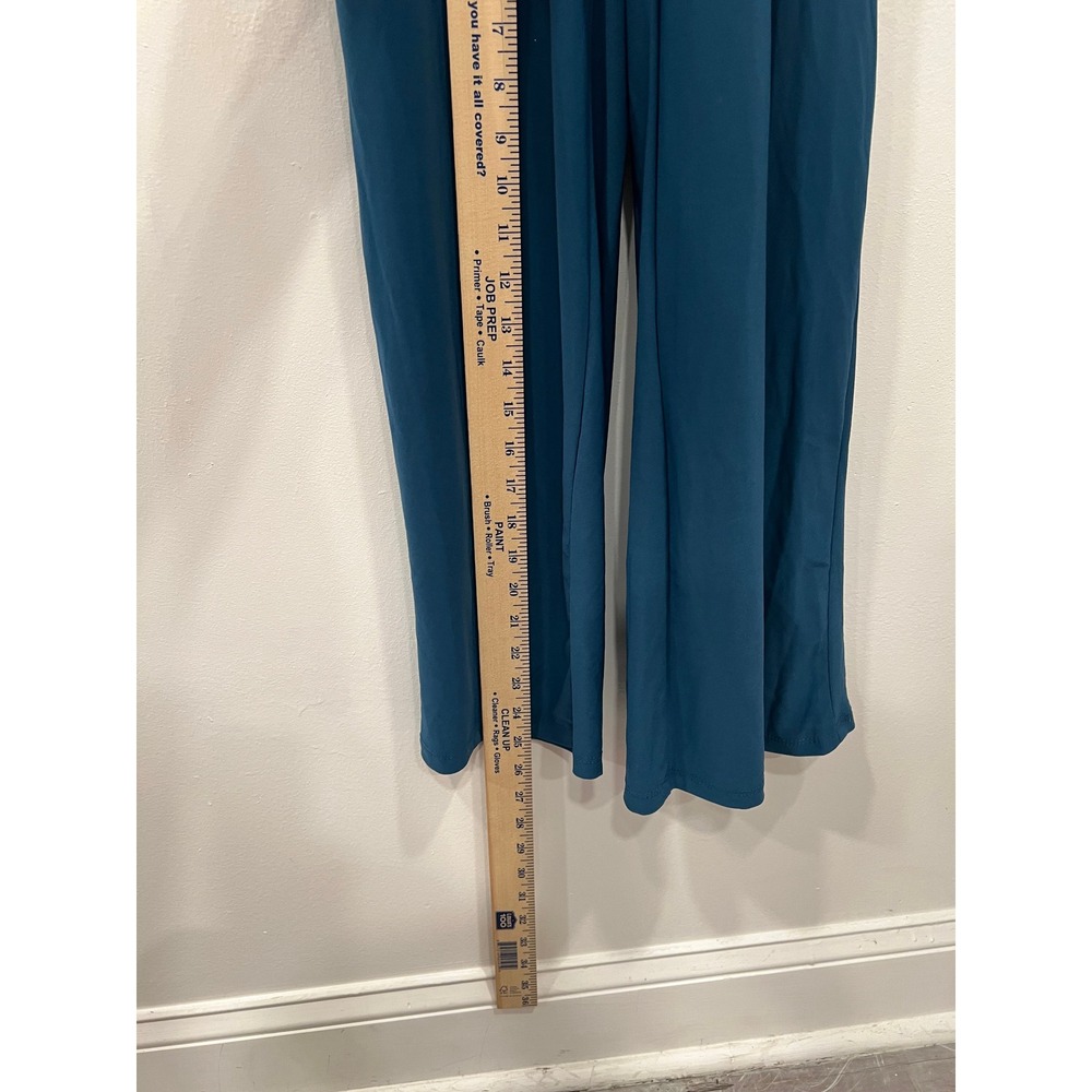 NY Collection Petite Jumpsuit Womens PL Teal Blue Wrap V-Neck Casual Elegant NWT - Picture 8 of 16